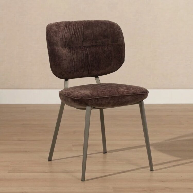 Chaise de salle à manger Rosa velours brun