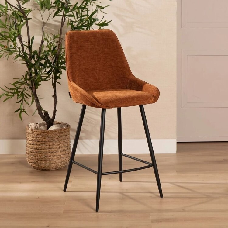 Tabouret de bar Lynn velours ocre cm