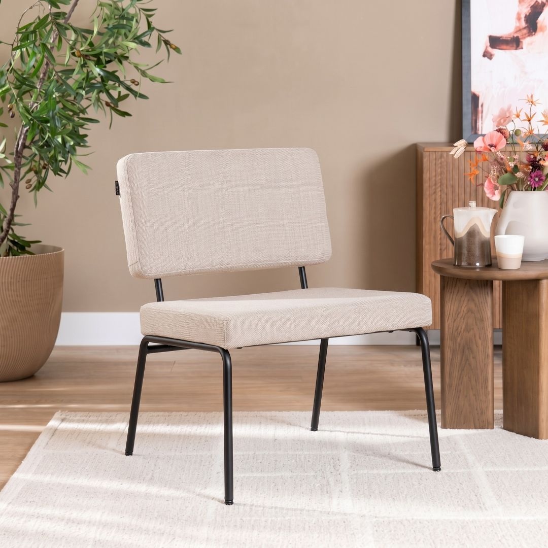 Fauteuil scandinave Espen tissu recyclé beige