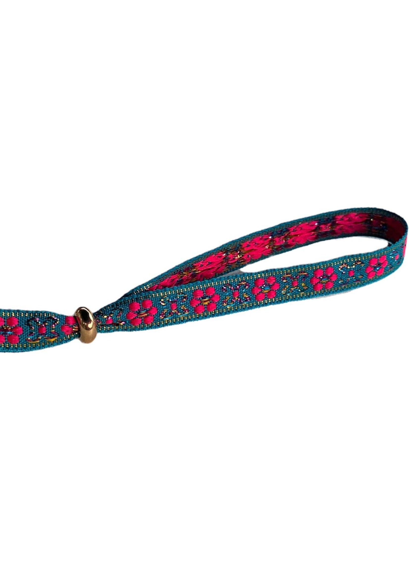 LouLouLot Armband lint floral blue fuchsia