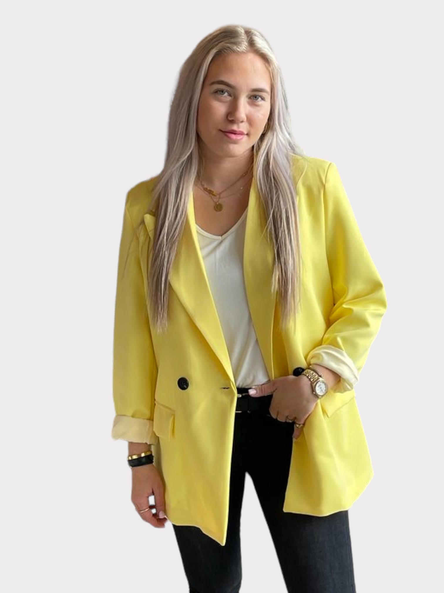 tafel Higgins Voorrecht Oversized blazer geel -one size- - TrendJetter Concept Store