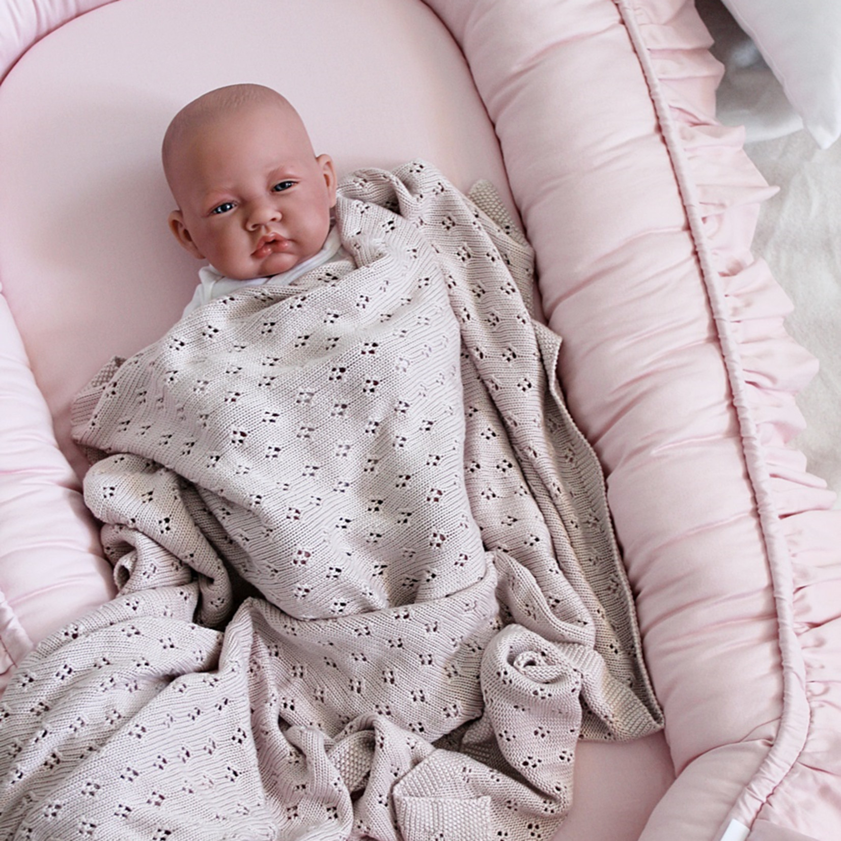 Cotton&Sweets Baby nest SG with ruffles Blush