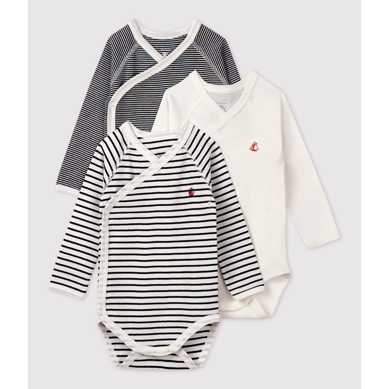 Petit Bateau 3 BODIES NAISS ML VARIANTE 1