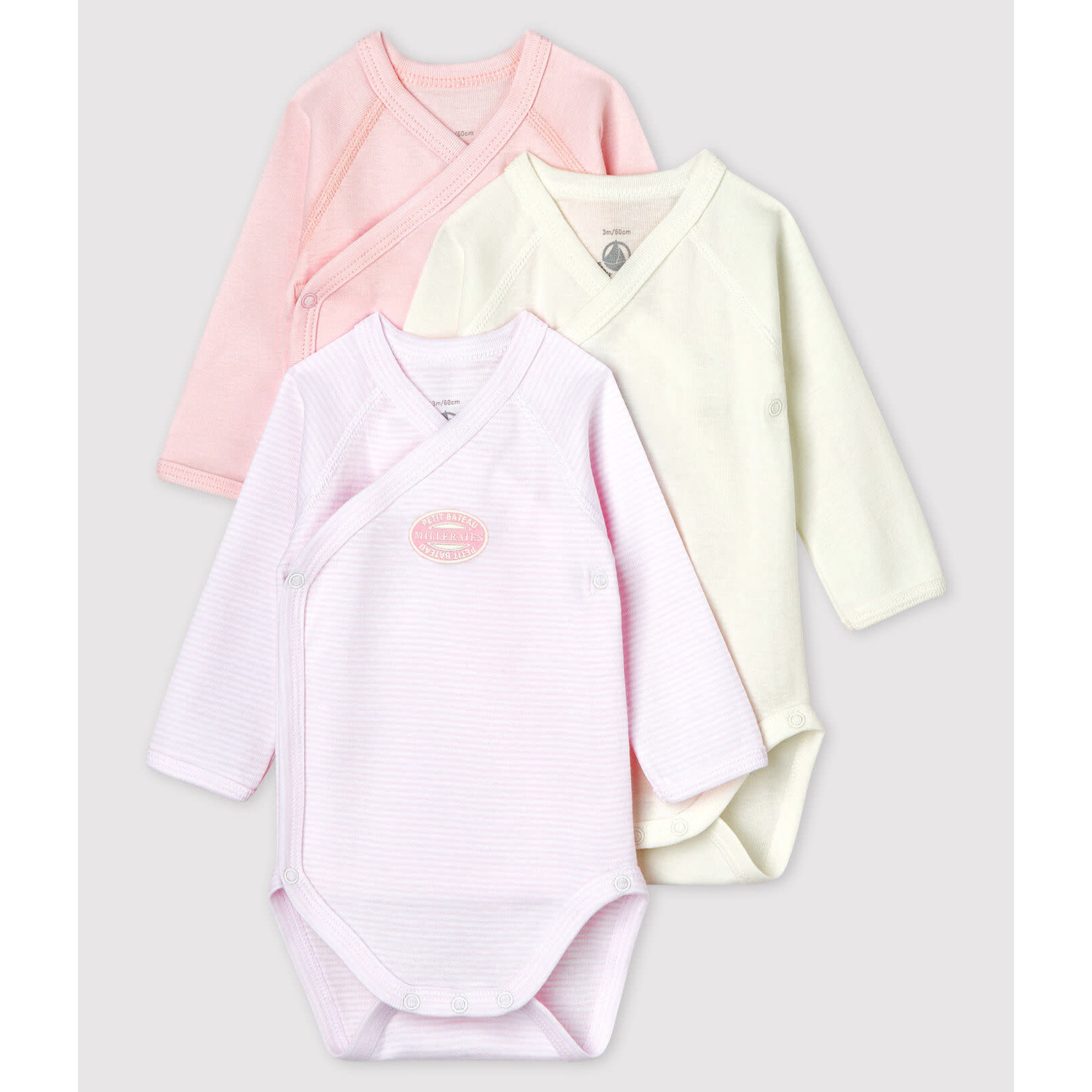 Petit Bateau 3 BODIES NAISS ML VARIAN 1