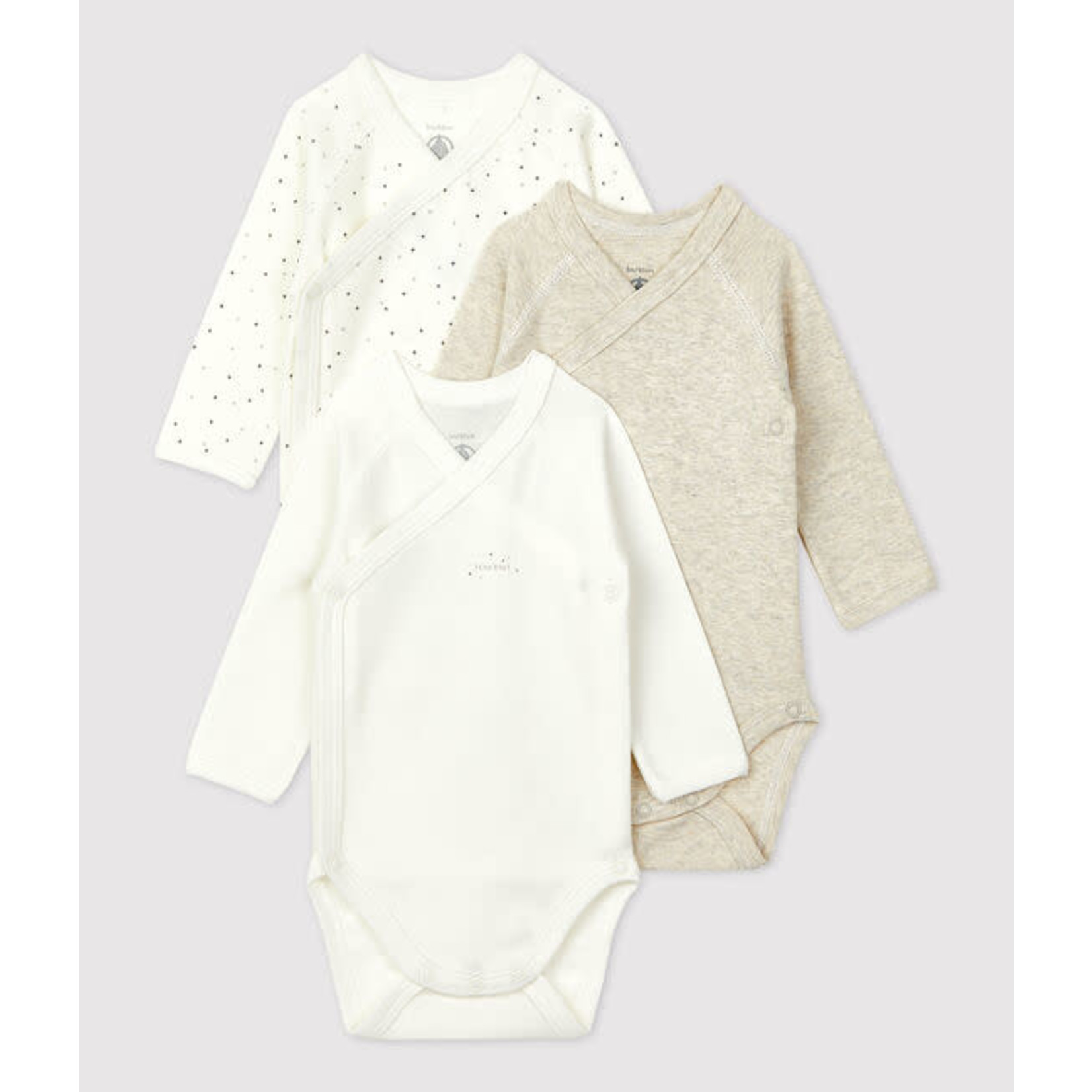 Petit Bateau 3 BODIES NAISS ML VARIAN 1A