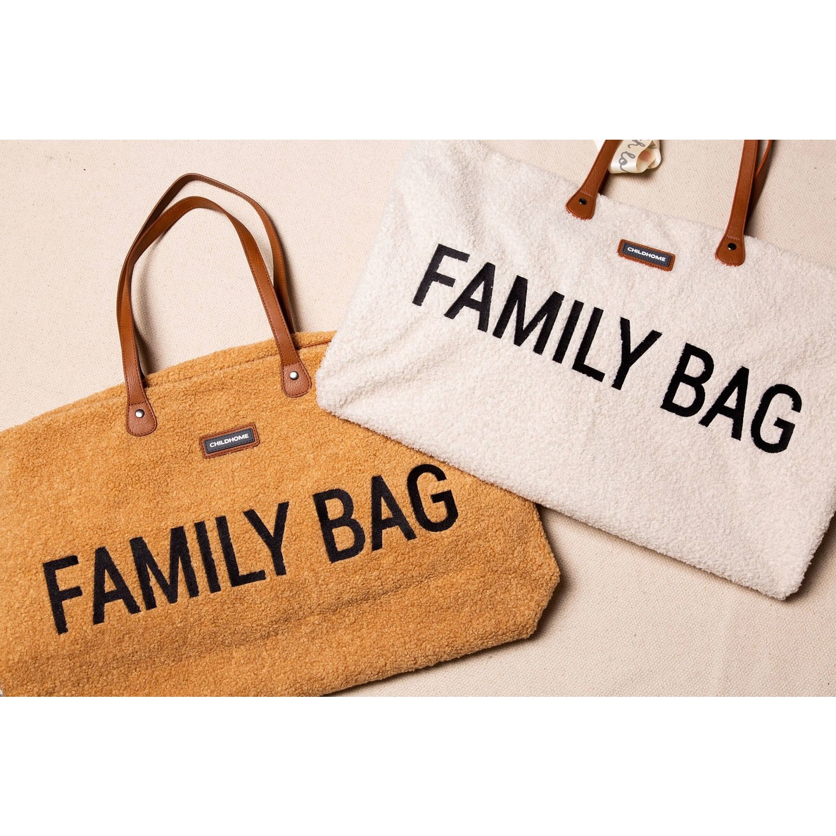 Childhome FAMILY BAG TEDDY ECRU