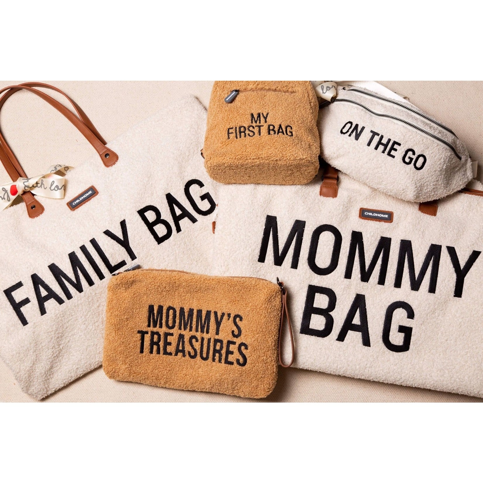 Childhome FAMILY BAG TEDDY ECRU