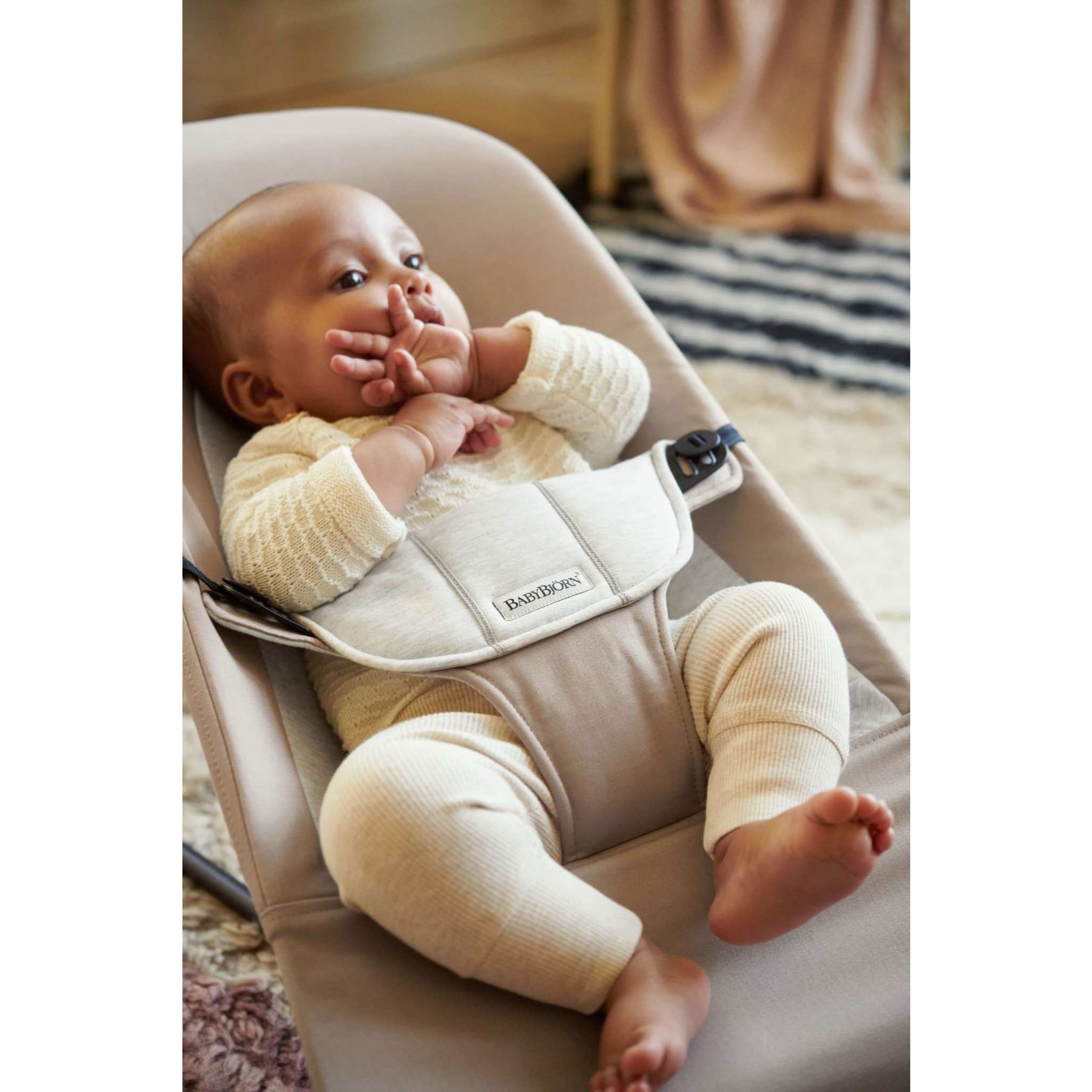 Baby Björn Wipstoel Cotton/Jersey Beige  Dark grey frame