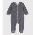 Petit Bateau FLUWELEN BABYPYJAMA MET MILLERAIES-STREEPJES