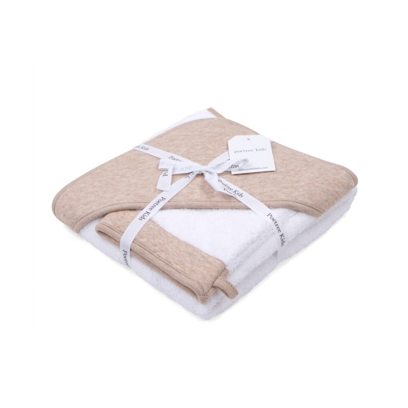 Poetree kids Badcape & washandje Chevron Light Camel