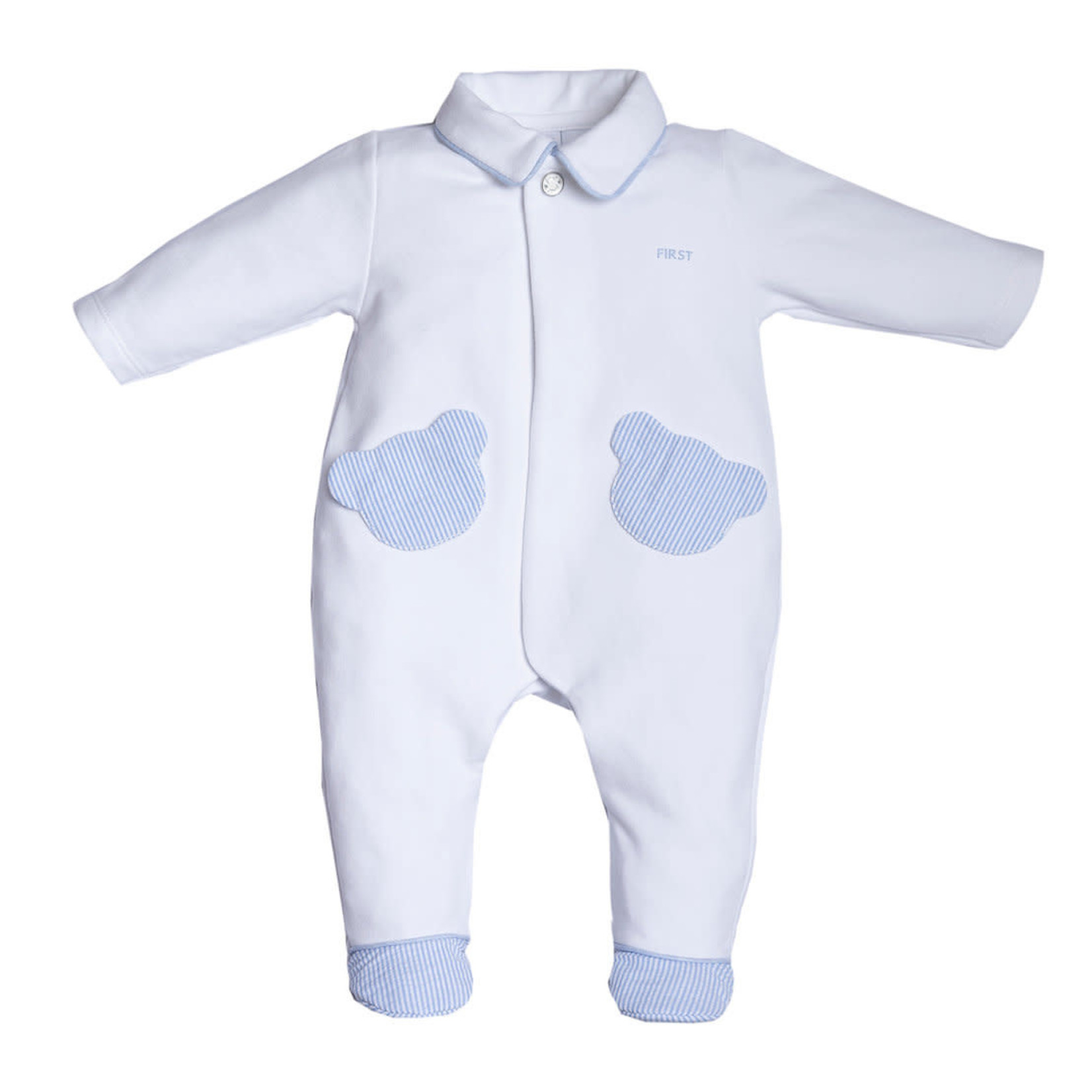 First White Combi Teddy Pockets White-Azzuro