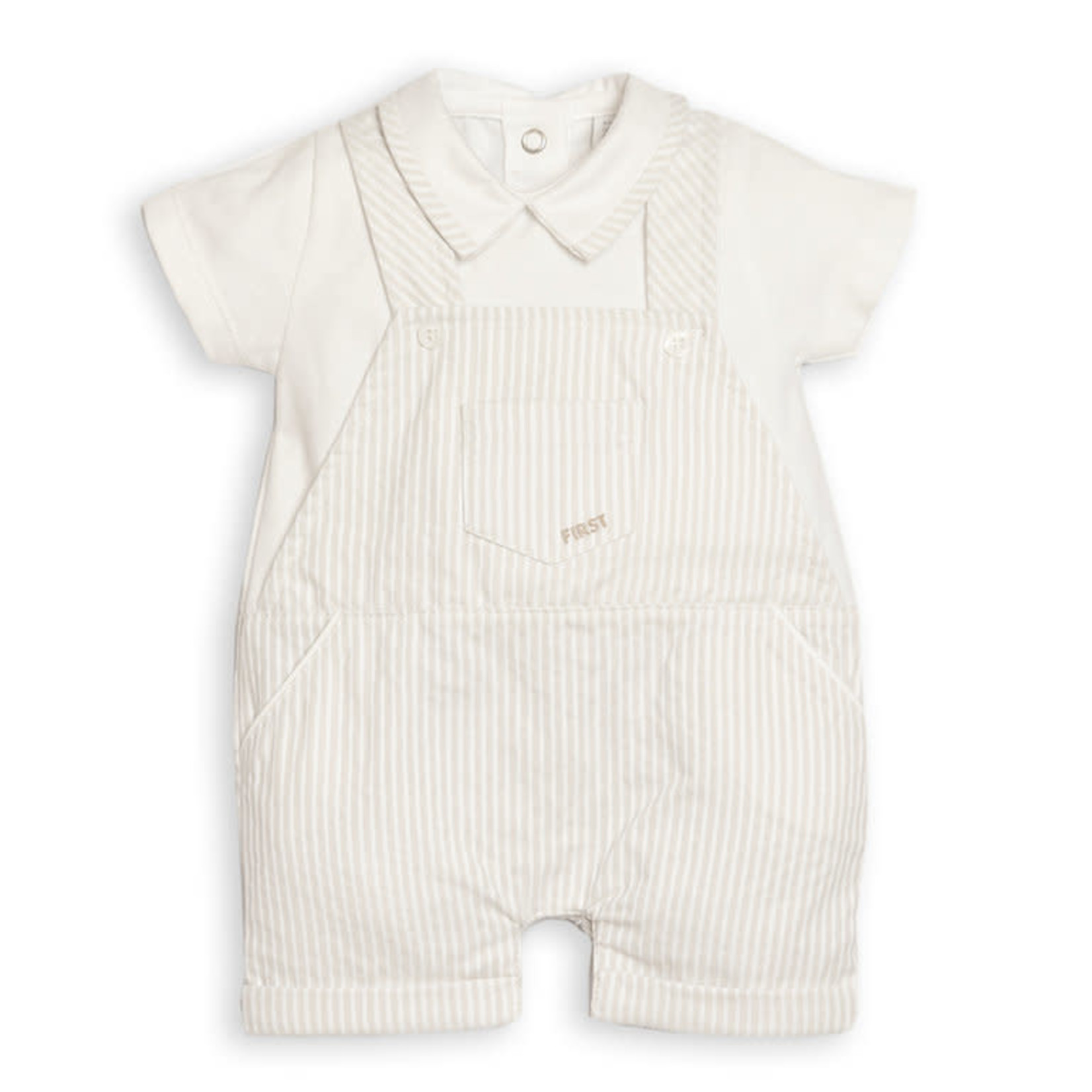 First BO B short striped overall beige