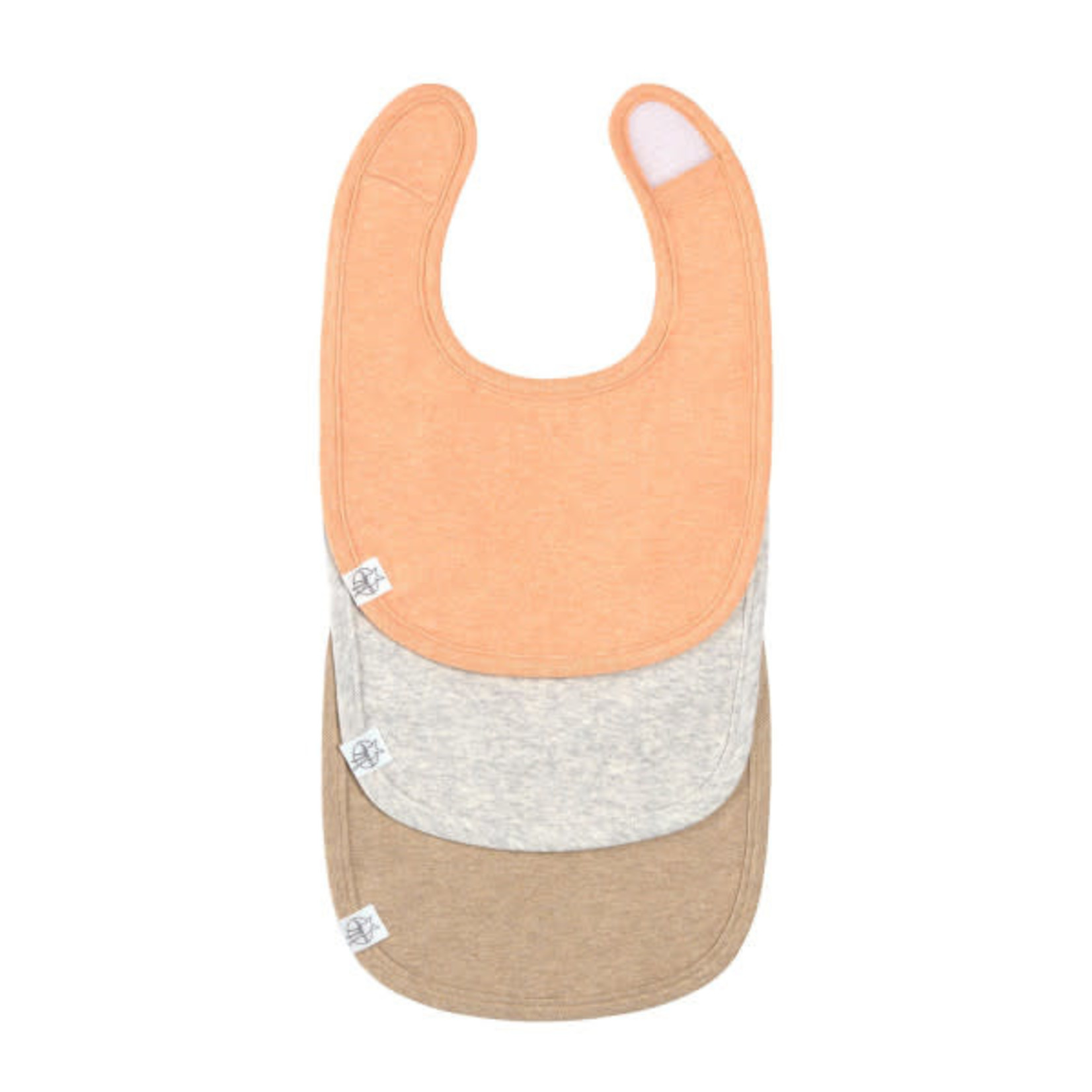 Lässig Newborn Bib 3 pcs GOTS, apricot light grey nature melange