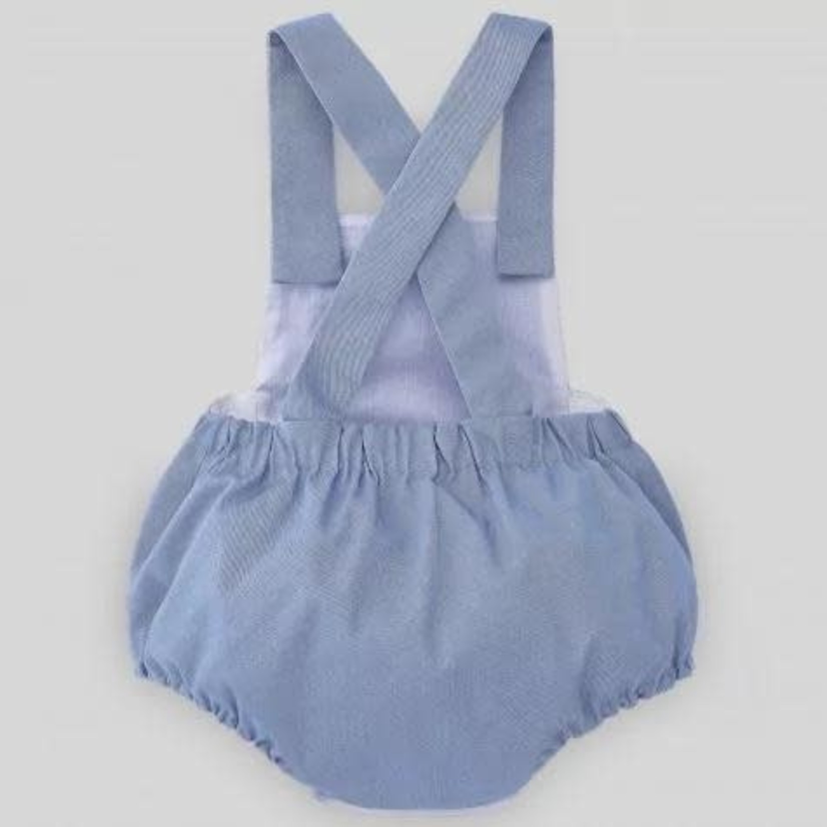 Paz Rodriguez WOVEN NEWBORN ROMPER "ESENCIAL" - Regatta Blue