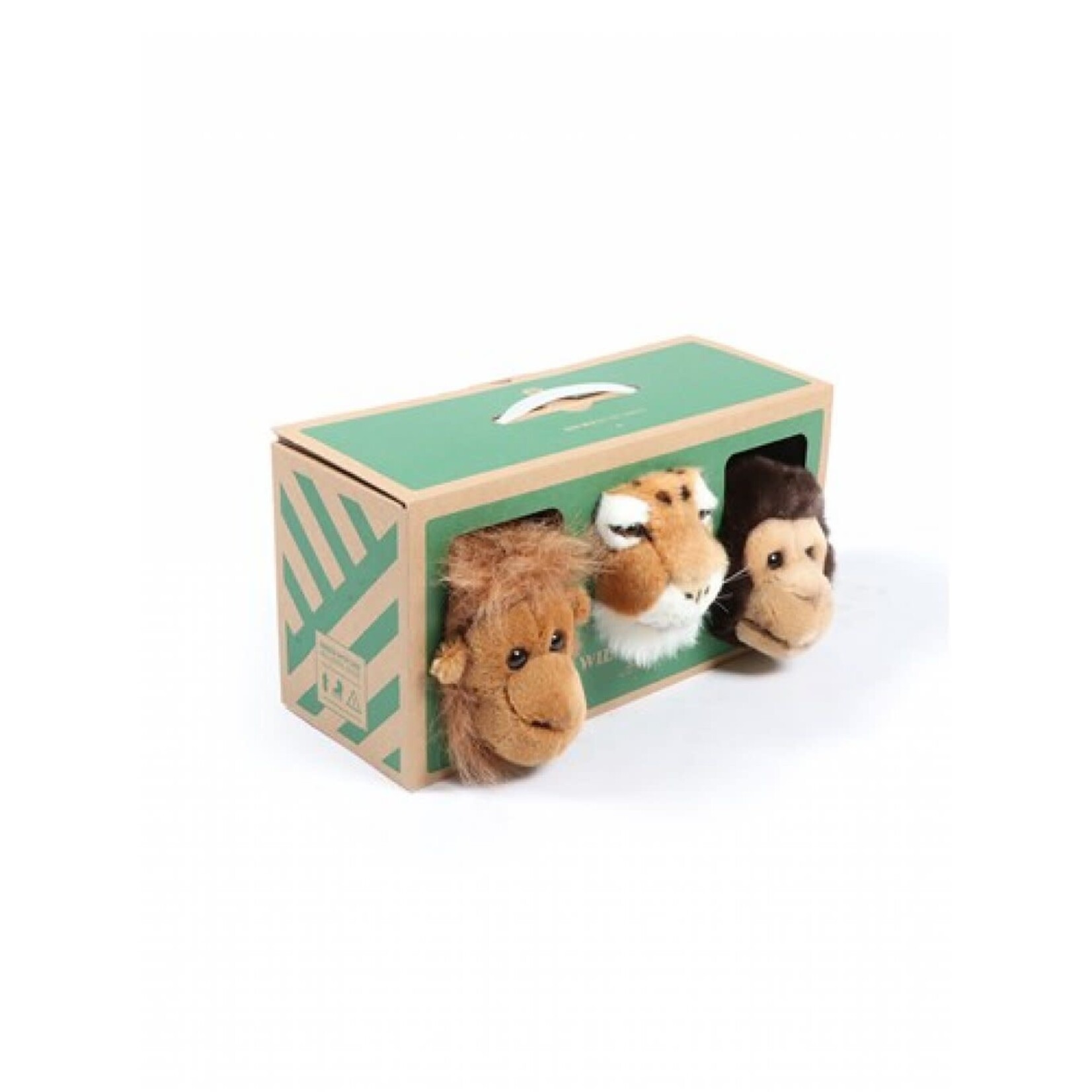 Wild&Soft Jungle box: set v. 3 kl.kopjes (orang-oetan/tijger/aap) m/doos
