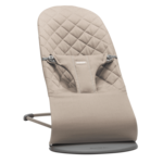 Baby Björn Baby Bouncer beige (Sand grey) Cotton, Classic Quilt  Dark grey frame