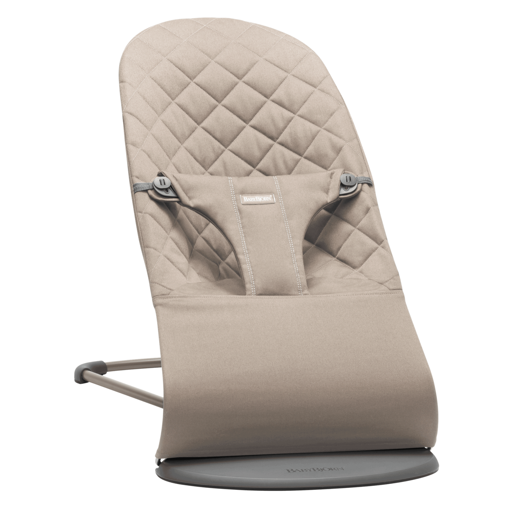 Baby Björn Baby Bouncer beige (Sand grey) Cotton, Classic Quilt  Dark grey frame