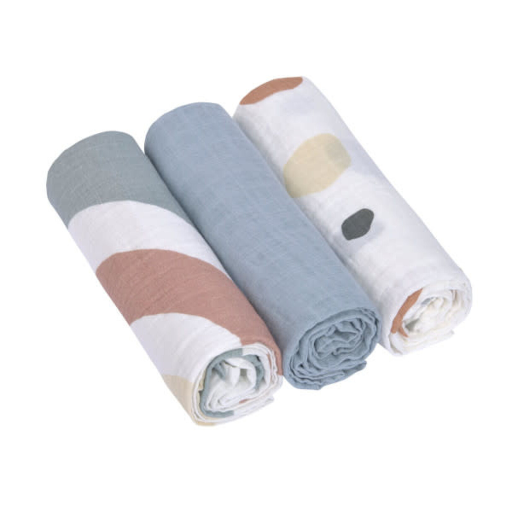 Lässig Swaddle & Burp Blanket L Rainbow powder blue,