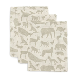 Jollein Hydrofiel Washandje 15x20cm Animals Olive Green (3pack)