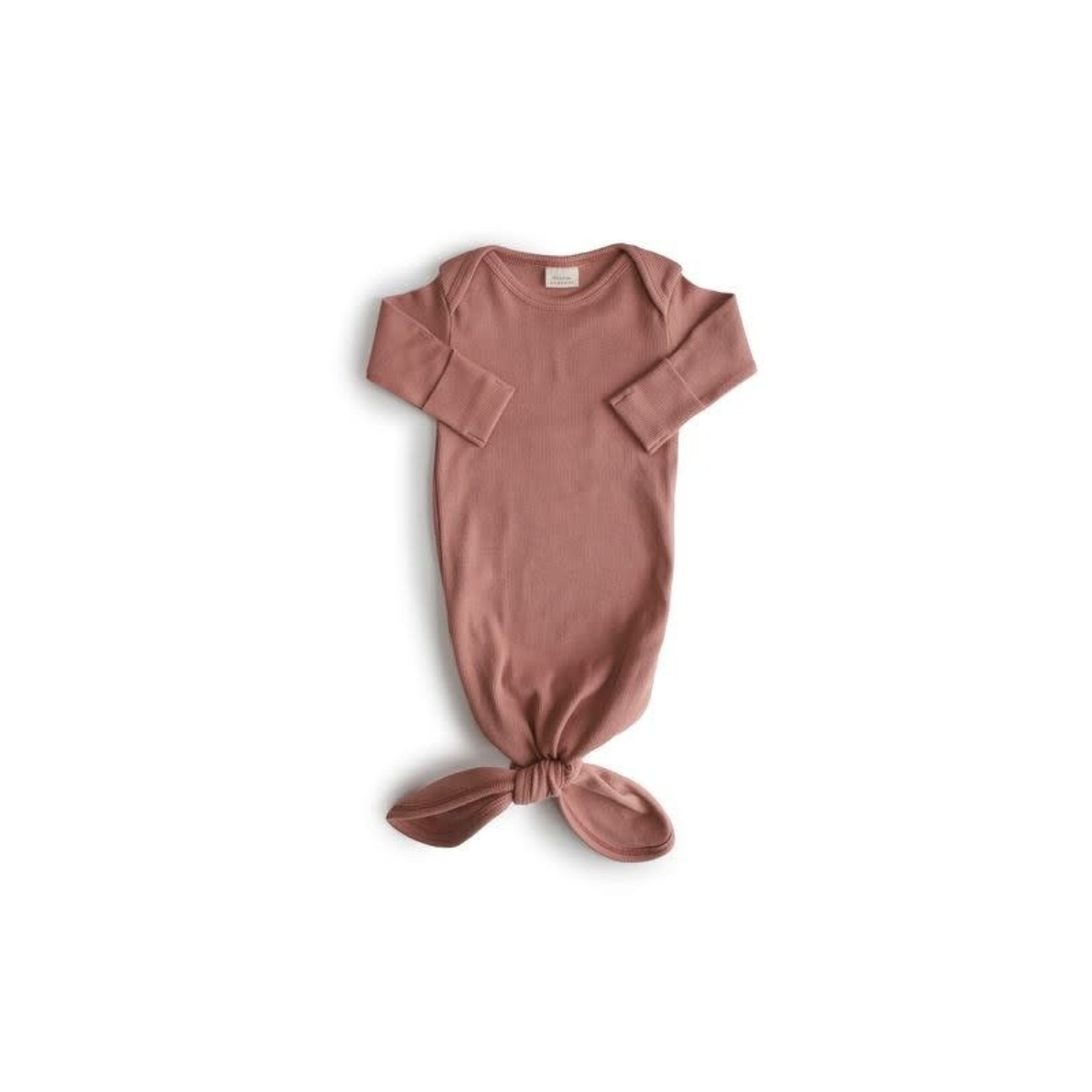 Mushie RIBBED KNOTTED BABY GOWN - CEDAR