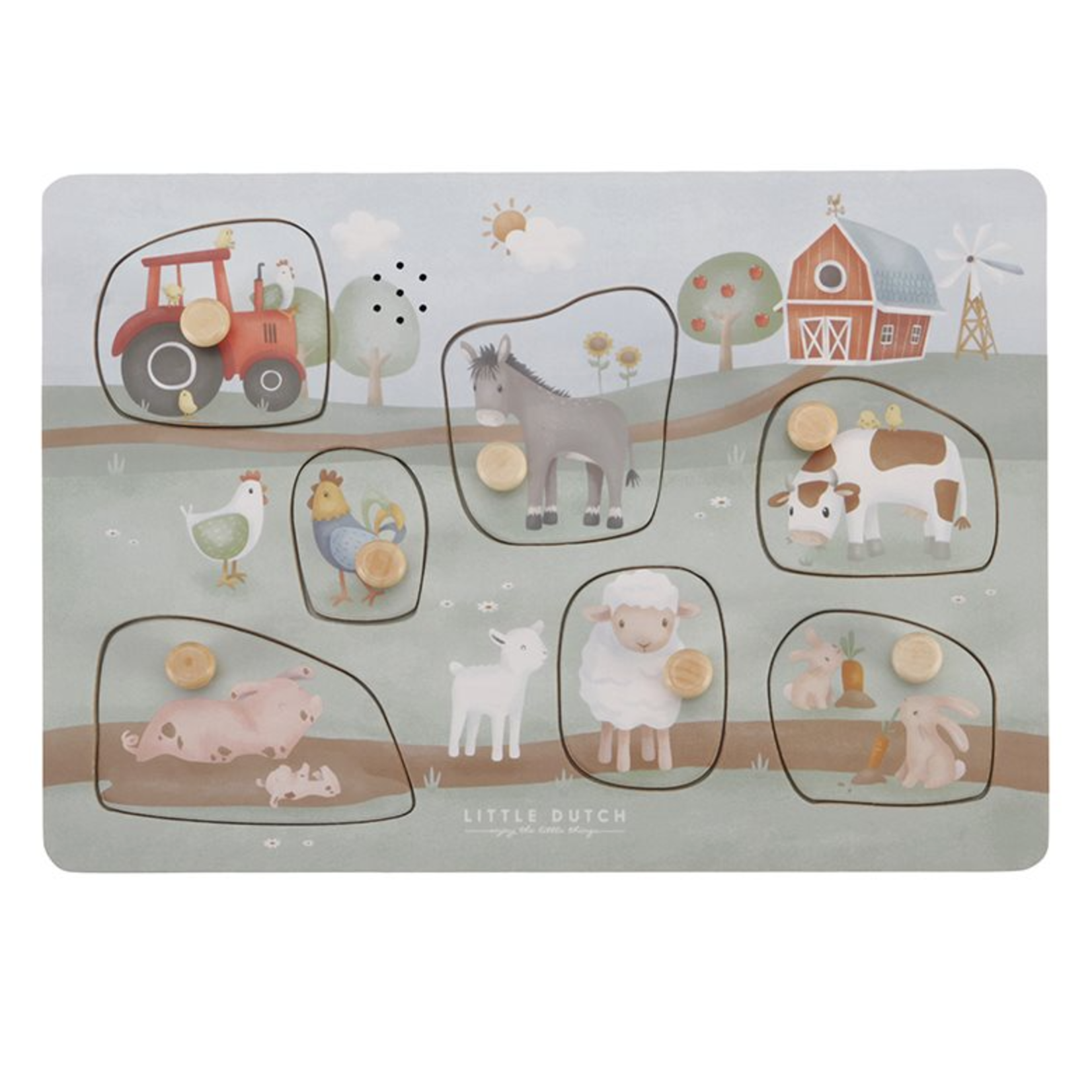 Little Dutch houten geluidenpuzzel Little Farm FSC