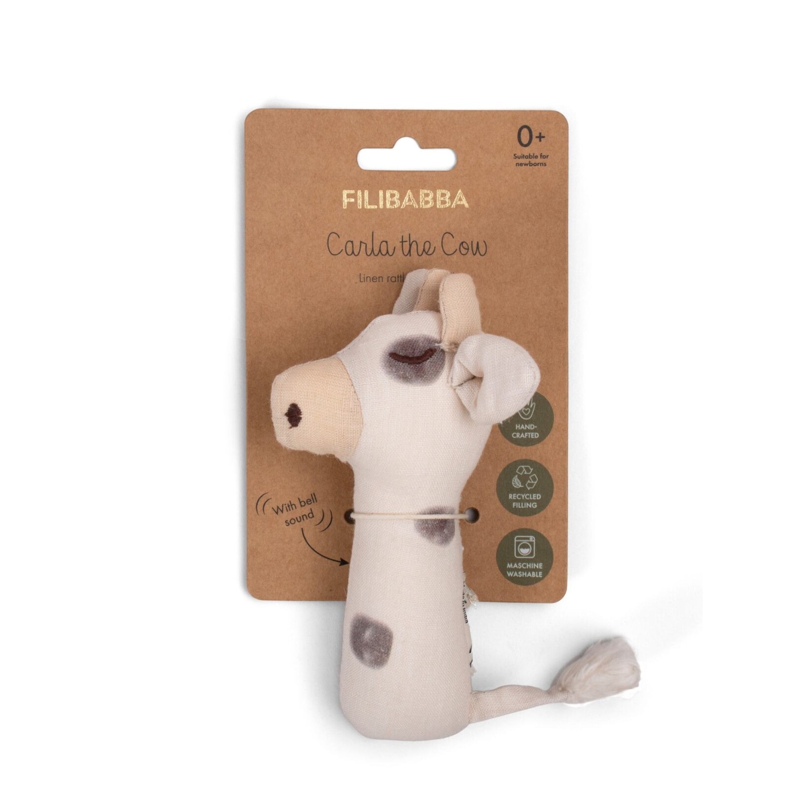 Filibabba Linen rattle with bell Carla the Cow