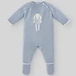 Paz Rodriguez KNIT NEWBORN BODY "ESENCIAL" - White/Regatta Blue