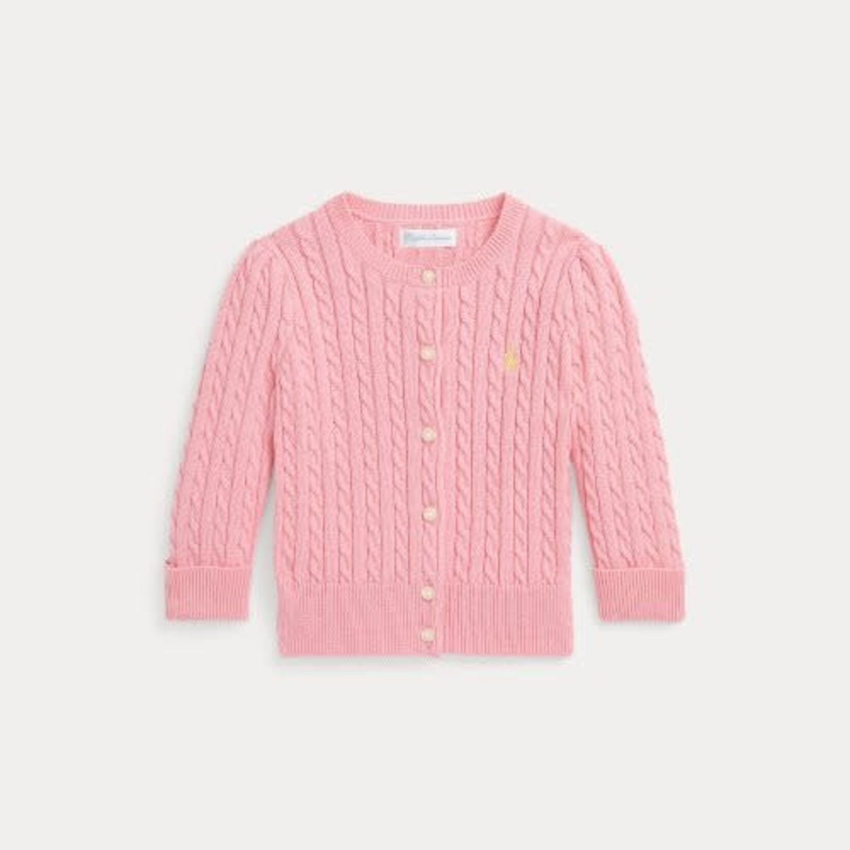 Ralph Lauren MINI CABLE-TOPS-SWEATER-FLORIDA PINK W/ OASIS YELLOW