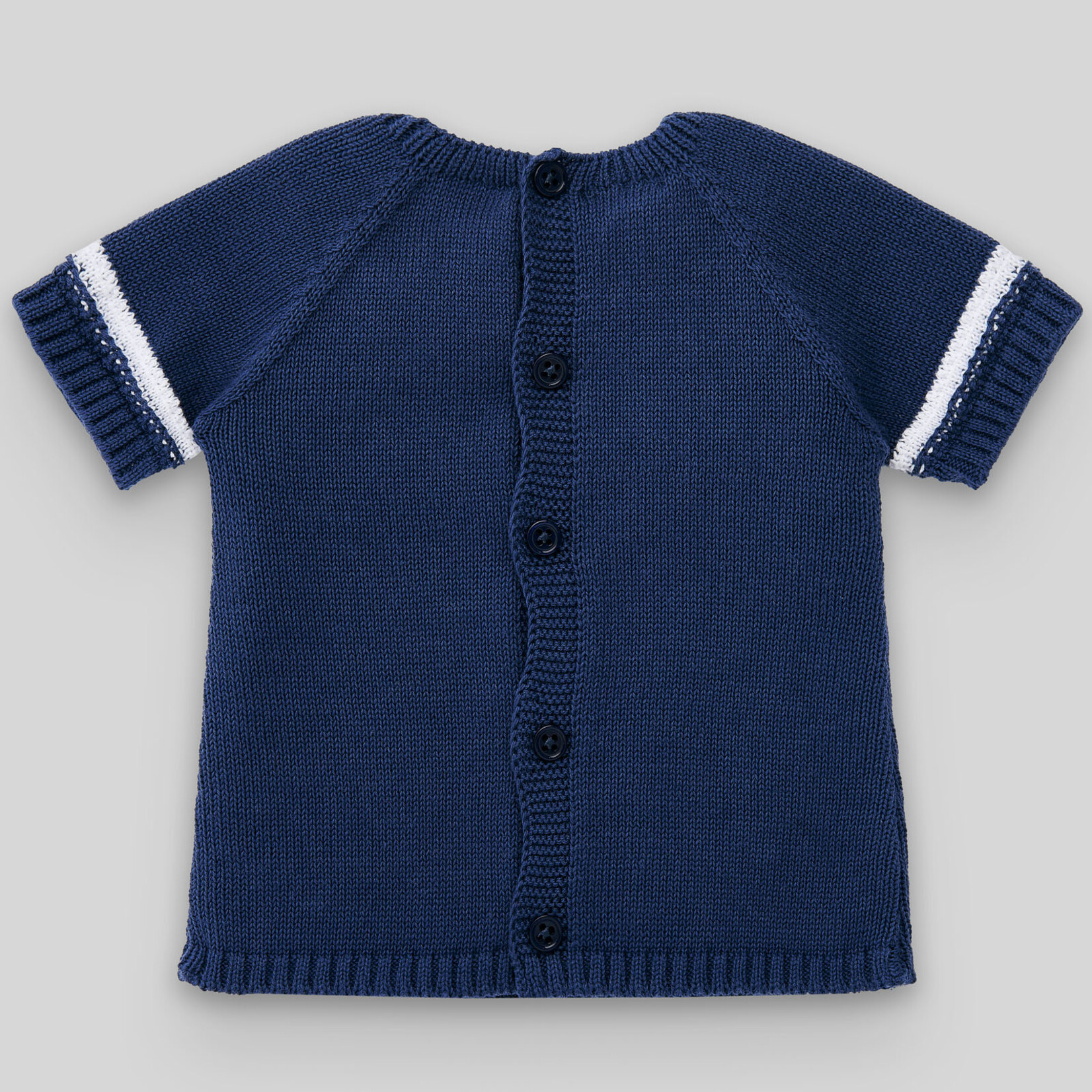 Paz Rodriguez KNIT NEWBORN SWEATER "FAROS"_Blue Indigo/White_2401 H82