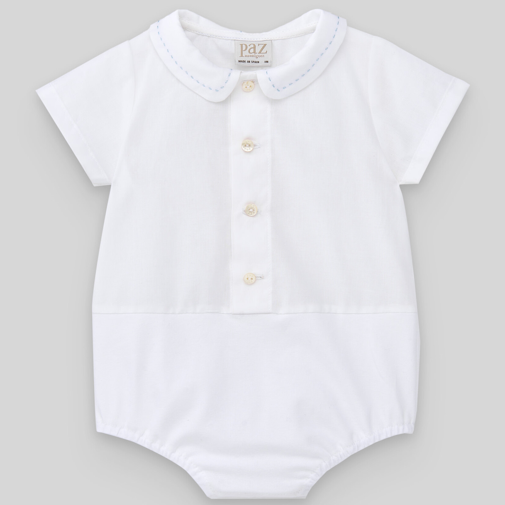 Paz Rodriguez WOVEN NEWBORN BODY "LAGO"_White/Sea Side Blue_01091 Detalles