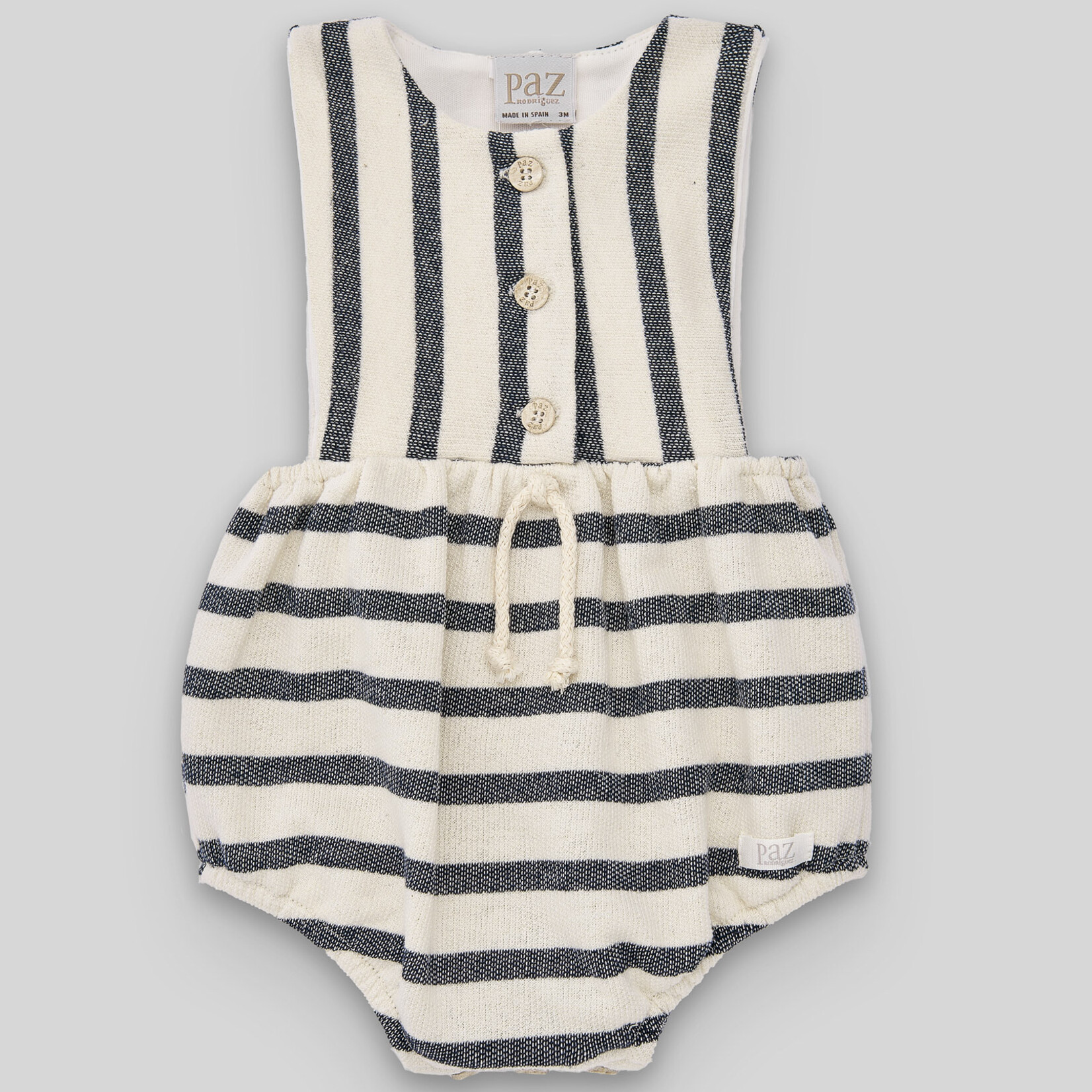 Paz Rodriguez KNIT NEWBORN ROMPER  "NABOR"_Cream/Navy Blue_6029 T1714