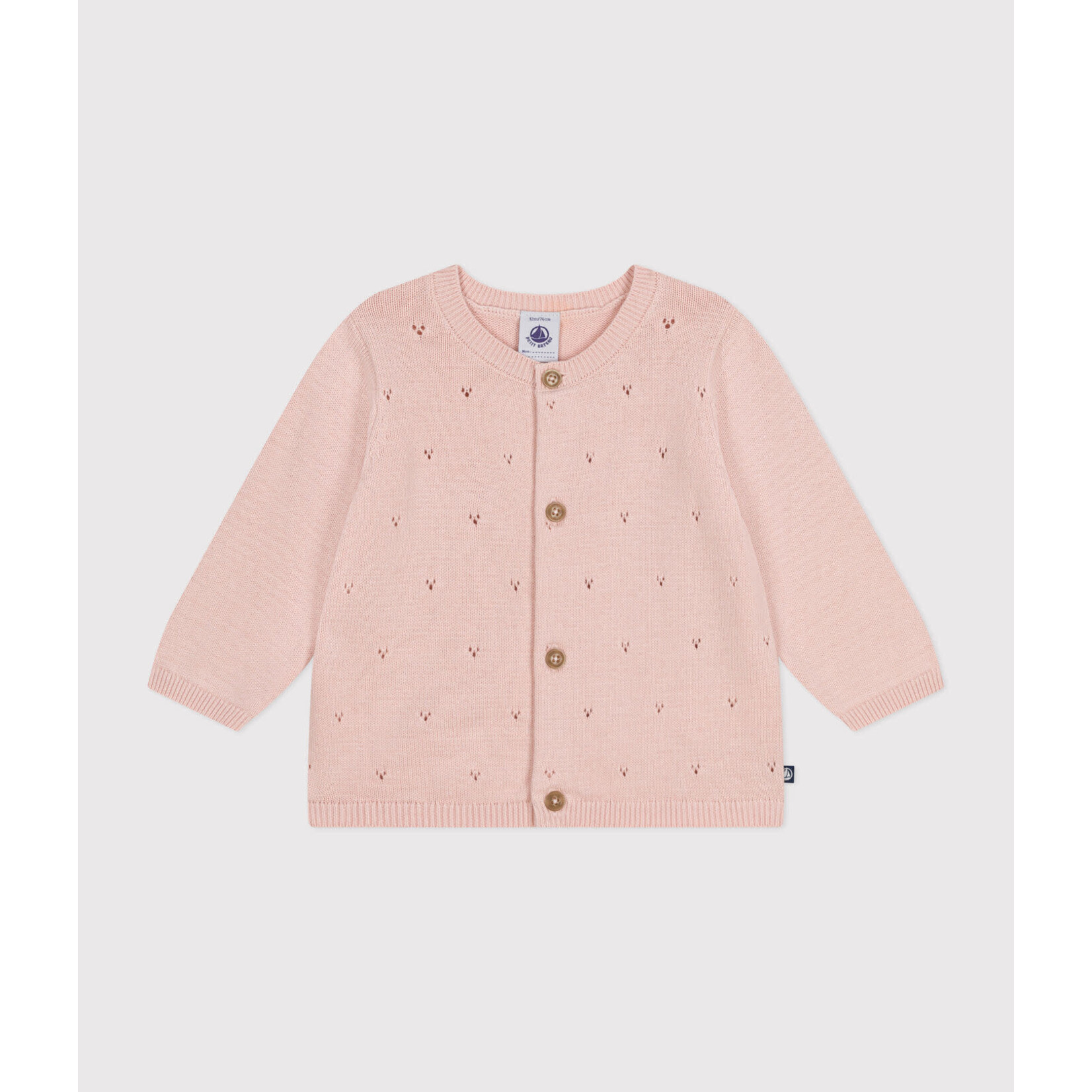 Petit Bateau GEBREIDE BABYCARDIGAN VAN AJOURKATOEN SALINE