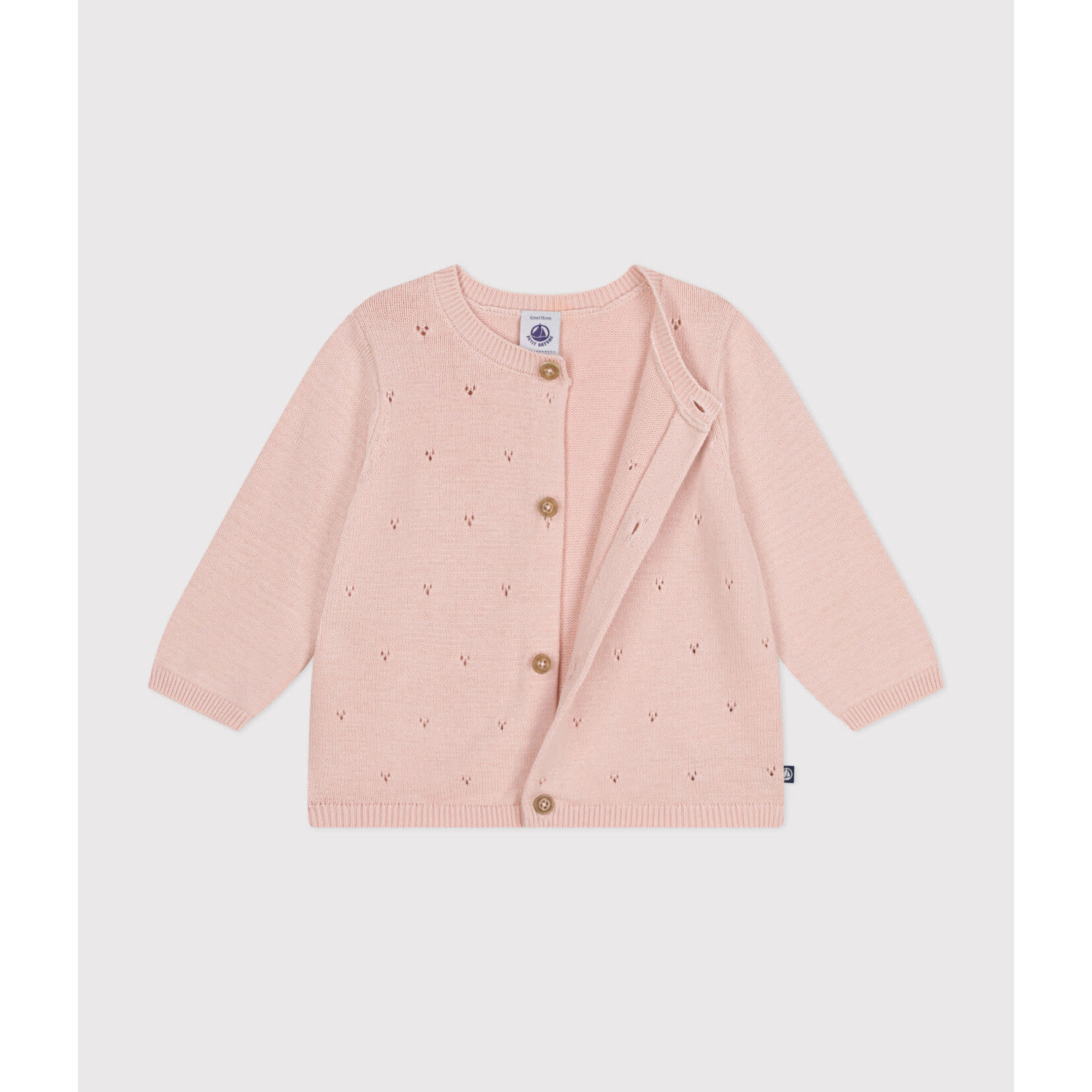 Petit Bateau GEBREIDE BABYCARDIGAN VAN AJOURKATOEN SALINE