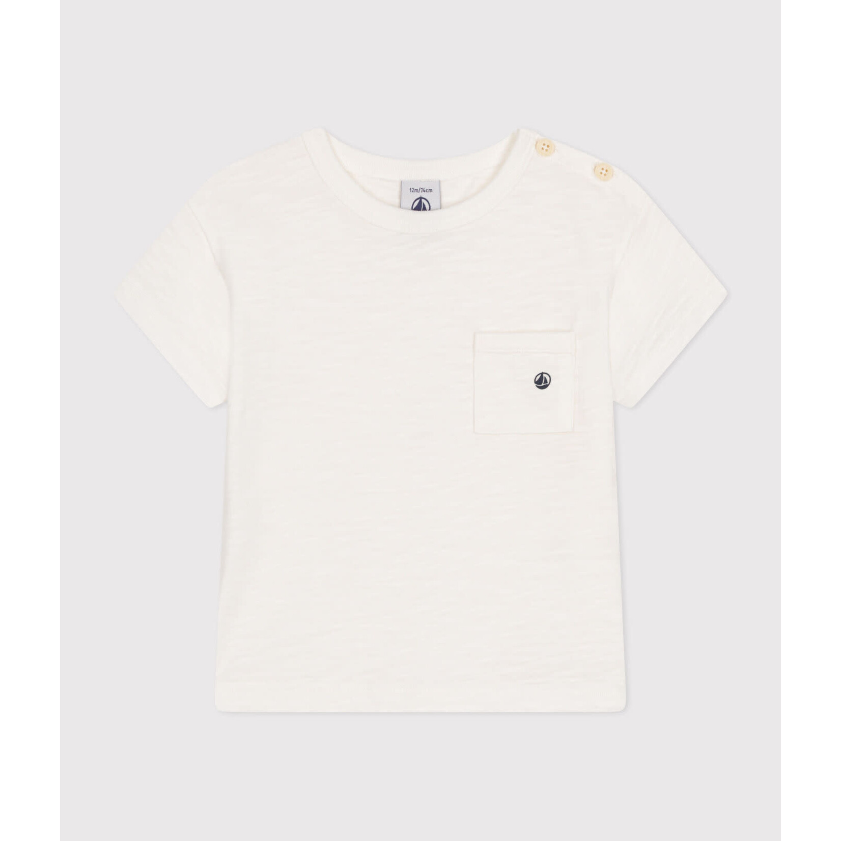 Petit Bateau T-SHIRT MET KORTE MOUWEN IN GEVLAMDE JERSEY WIT