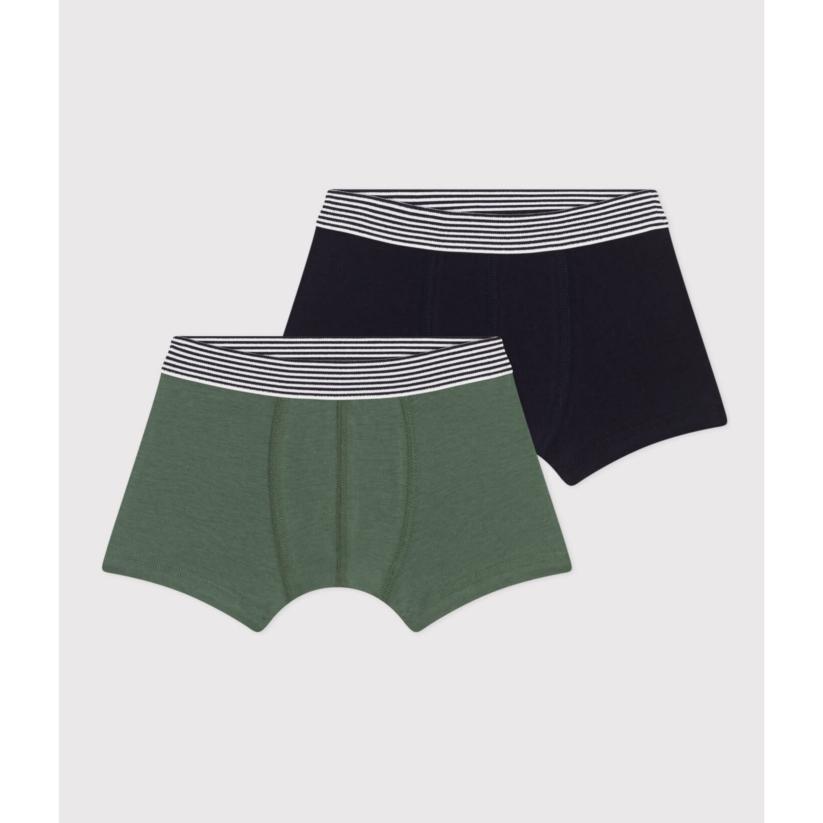 Petit Bateau SET VAN 2 BOXERSHORTS VOOR KINDEREN IN KATOEN EN ELASTAAN GROEN BLAUW