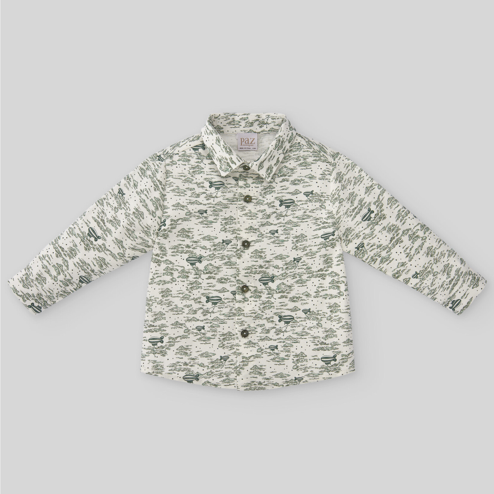 Paz Rodriguez WOVEN NEWBORN SHIRT "TRAVIATA"_Pine Green