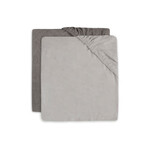 Jollein Aankleedkussenhoes Badstof 50x70cm Soft Grey/Storm Grey (2p)