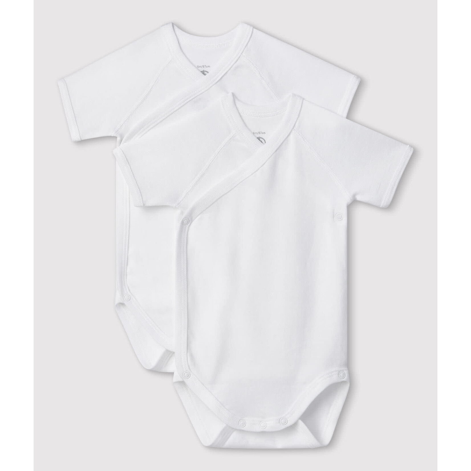 Petit Bateau SET VAN WITTE BODY'S MET KORTE MOUWEN UNISEX