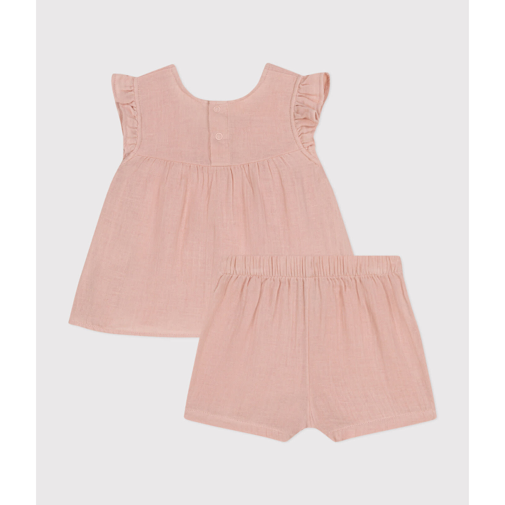 Petit Bateau LUCHTIG KATOENEN BABYPAKJE MET BLOUSE EN KORTE BROEK Roze SALINE