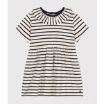 Petit Bateau GESTREEPTE JURK MET KORTE MOUWEN VAN GEVLAMDE JERSEYSTOF VOOR BABY'S wit AVALANCHE/blauw SMOKING