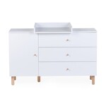 Childhome WONDER WHITE - COMMODE - 3 LADEN + 1 DEUR + VERZORGINGSUNIT