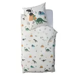 Dinosaur" cotton bed linen set 140x200cm beige dino print