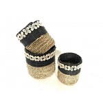 Rotan basket Shell naturel/black M