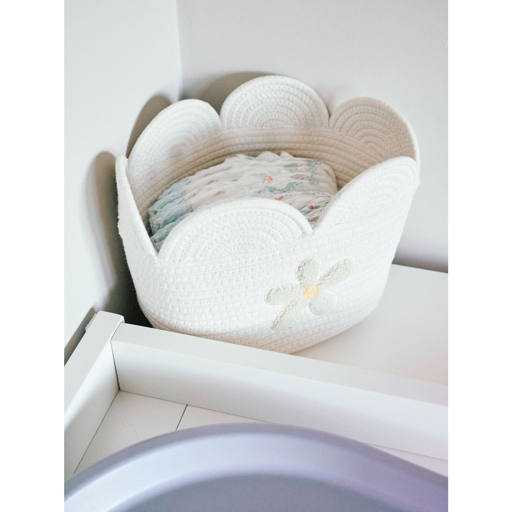 Childhome FLOWER BASKET - 30X20X15CM- COTTONROPE - OFFWHITE