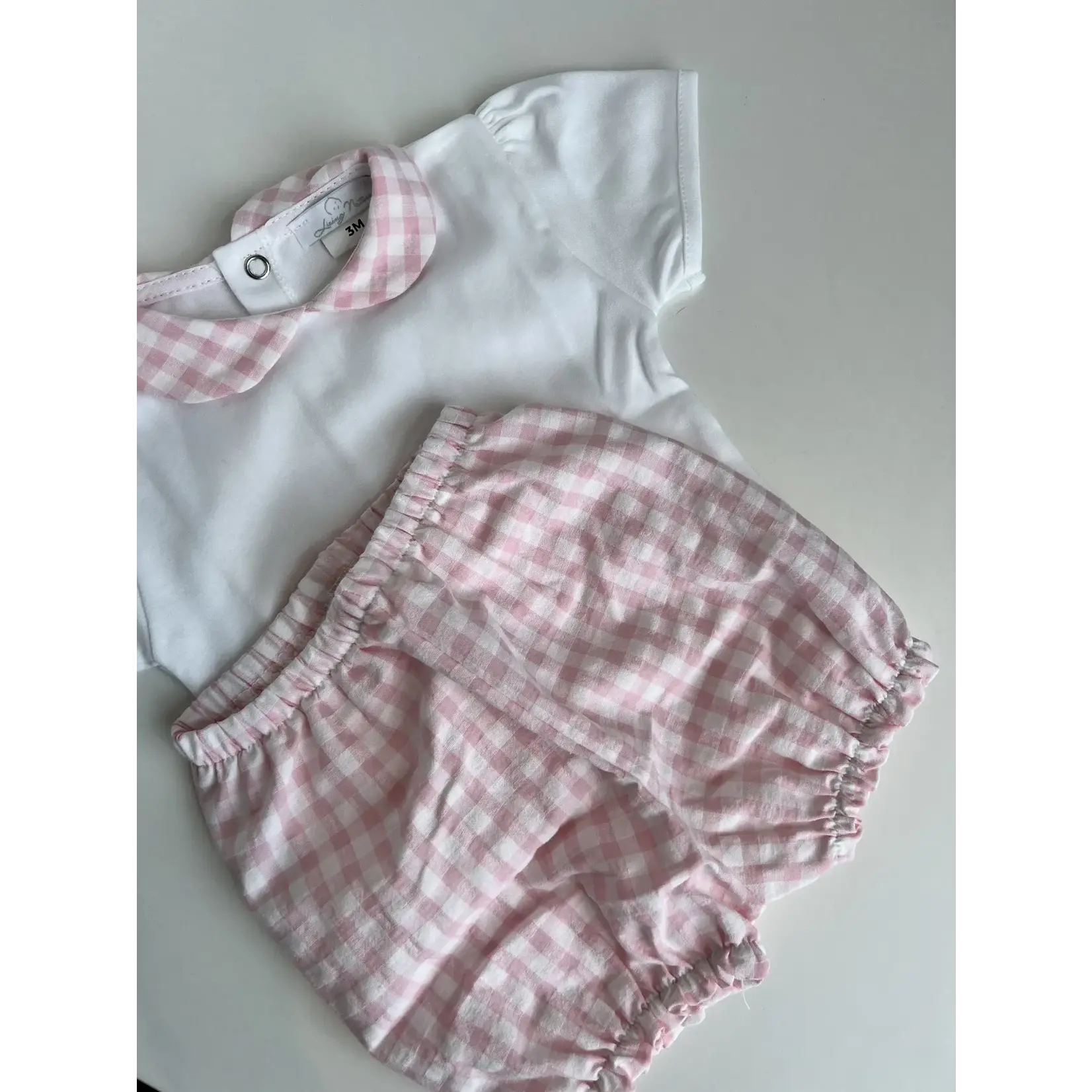 Living Nature 2-DELIG PAKJE ROSE VICHY T-SHIRT MET BLOOMER