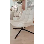 Draaifauteuil loungechair cher in stof bouclé zand standaard