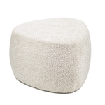 Poef organisch Stone laag  in stof bouclé zand