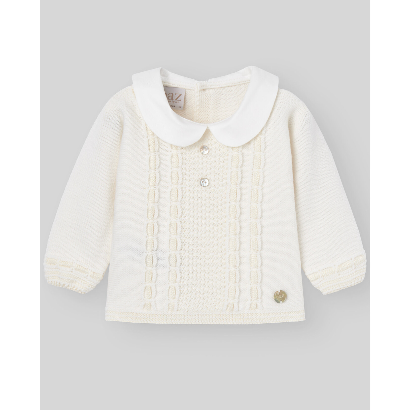 Paz Rodriguez KNIT NEWBORN SWEATER "PAZ OI 24-25" Cream/Beige_2