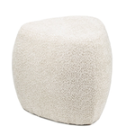 Poef organisch Stone hoog in stof bouclé zand