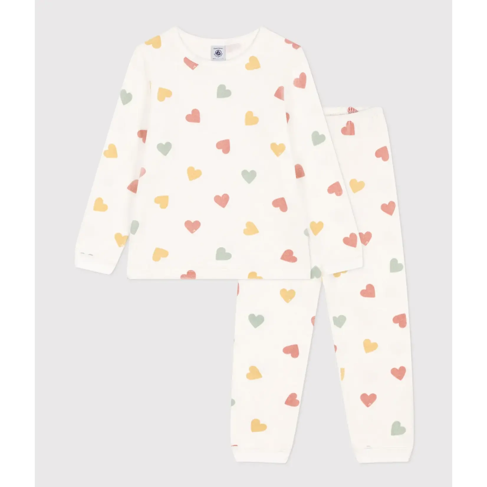 Petit Bateau Fluwelen meisjespyjama met harten